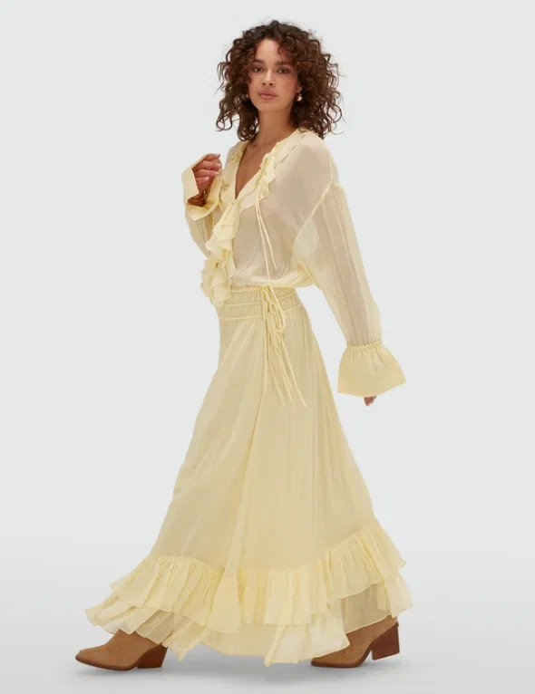 JV-GISELE oversized maxi jurk - butter yellow