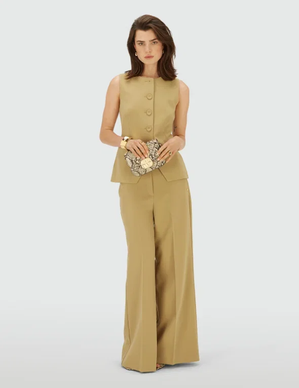 JV-JESSIE high rise wide leg pantalon - mustard yellow