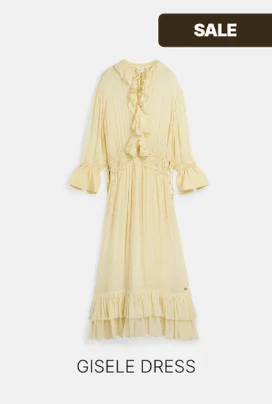 JV-GISELE oversized maxi jurk - butter yellow
