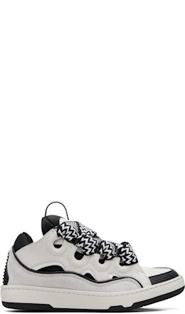 White & Black Bicolor Curb Sneakers