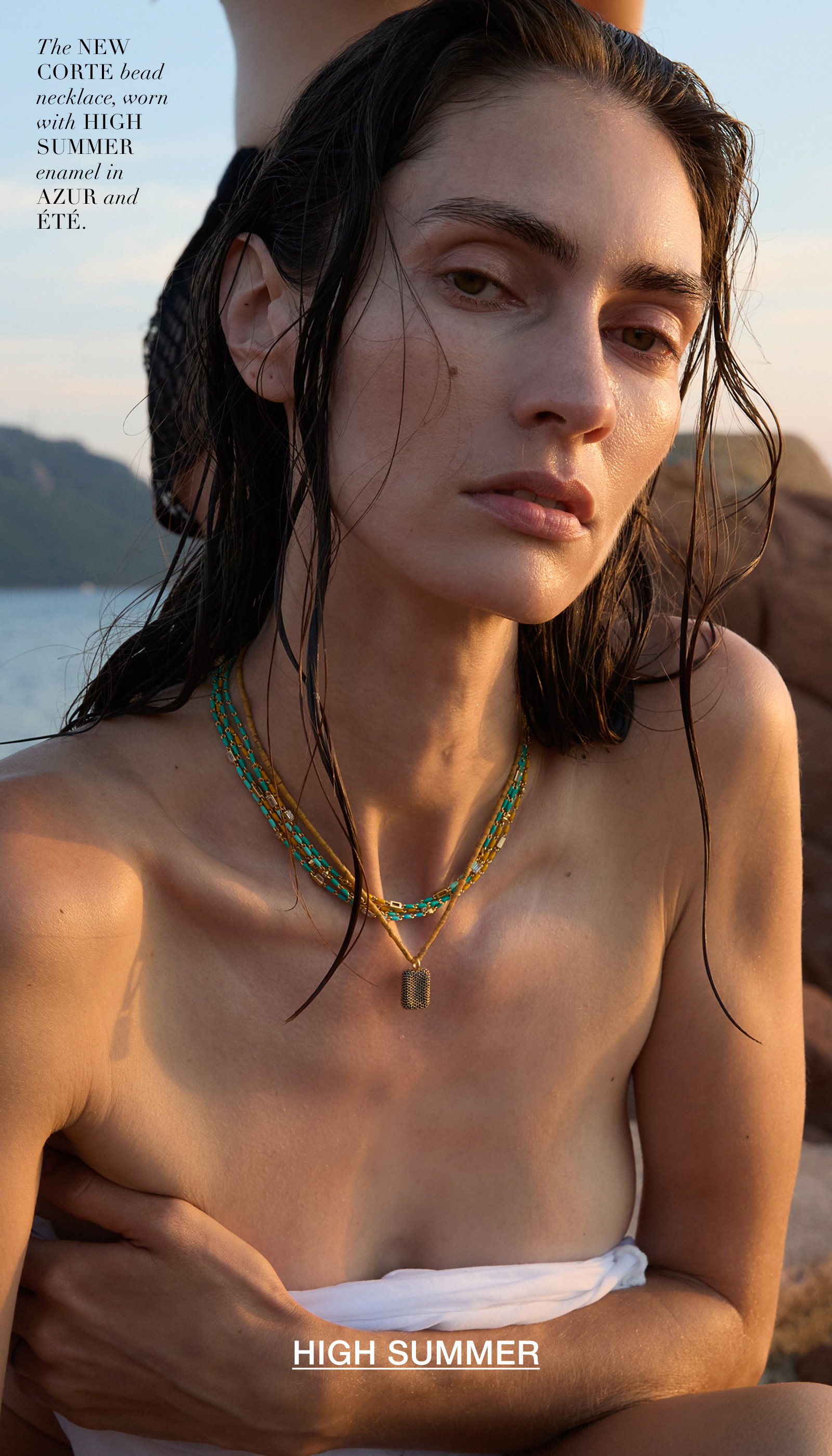 Layer the new Corte bead necklace with High Summer Enamel in Azur and Ete. Shop the full collection now.