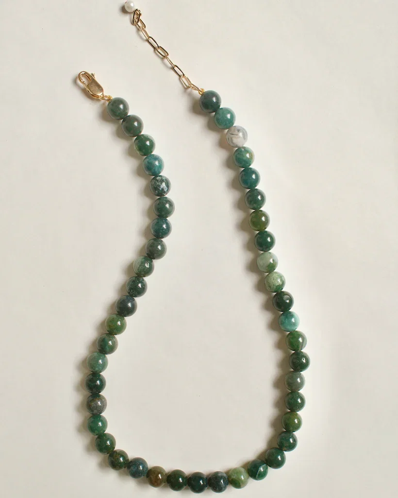 Image of PETITE PALOMA NECKLACE MOSS AGATE