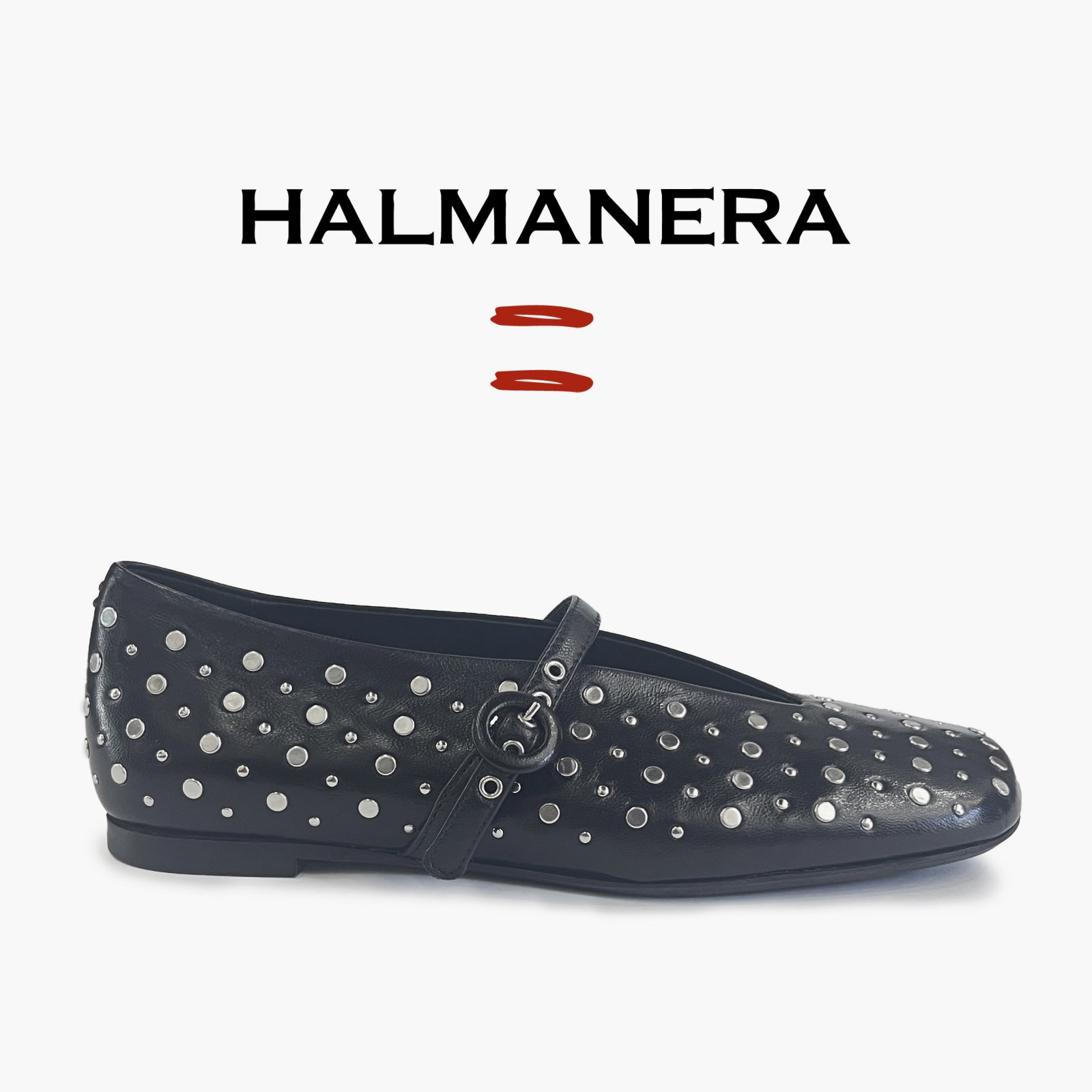 Black Studded Mary Jane Flats 