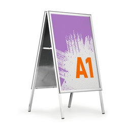 Durable A Board Foldable Pavement Sign Double Sided Snap Frame Stand - A1 Silver