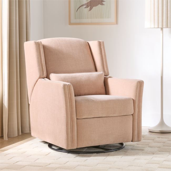 Image of Sloane Elegant Pink Swivel Glider Power Recliner Nursery Chair