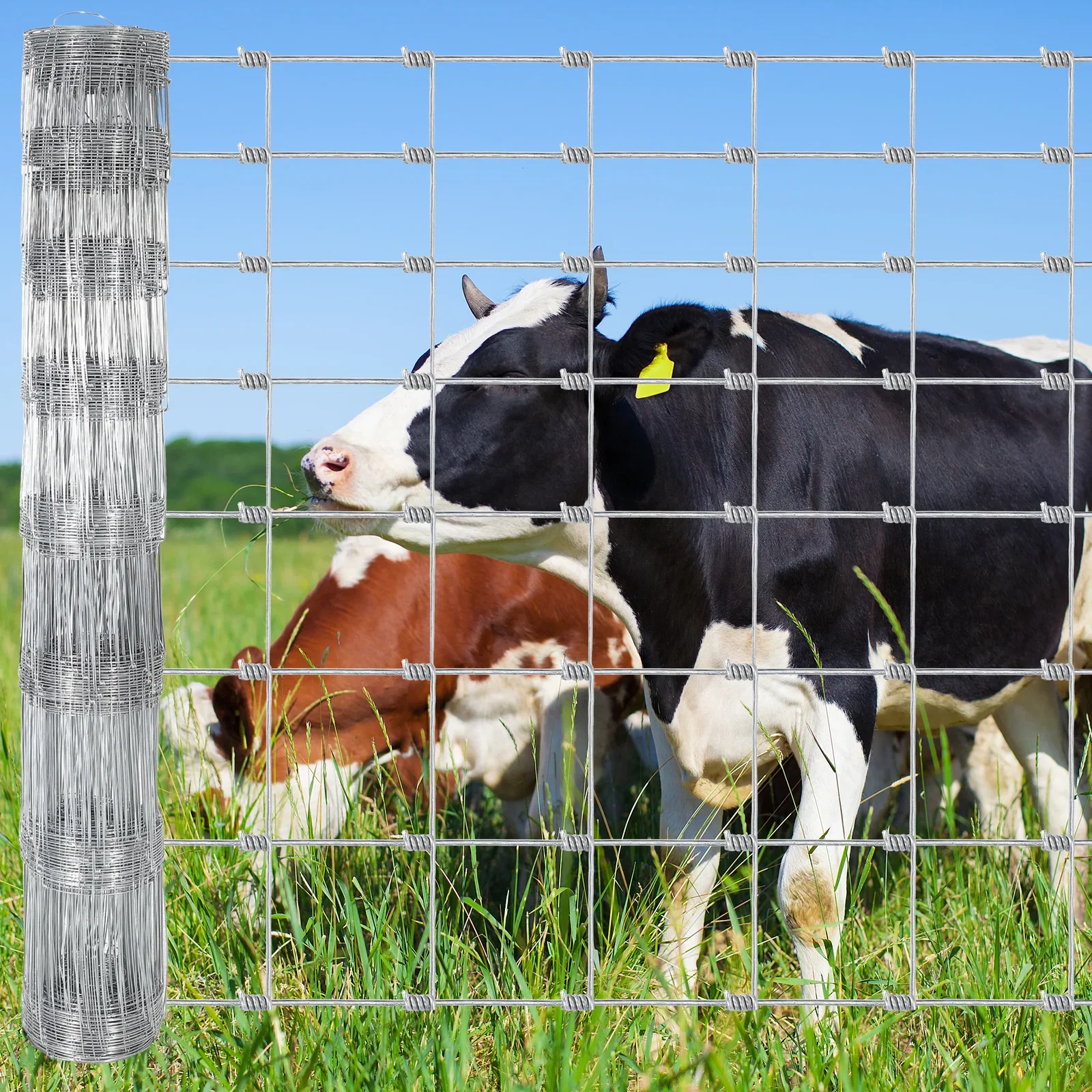 Image of Garvee 4' × 328' Livestock Fence, 14-Gauge Galvanized Wire Fencing for Goats, Deer, Cattle, Farm Yards & Garden Protection