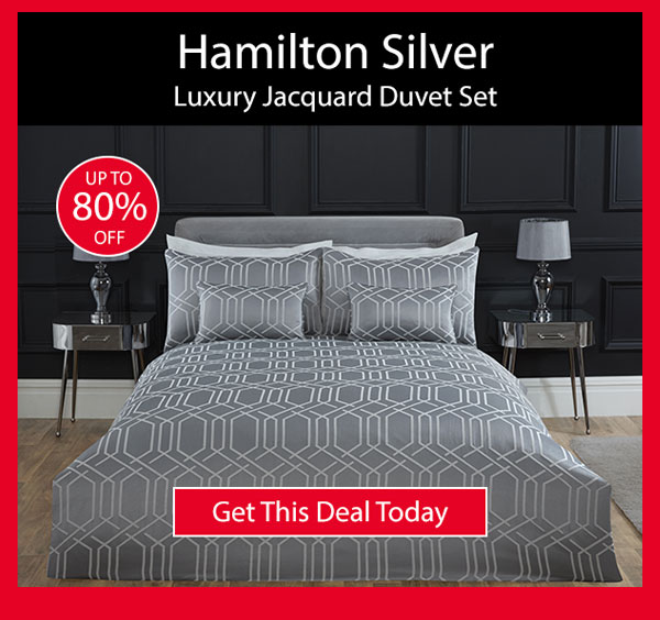 Hamilton Silver Luxury Jacquard Duvet Set