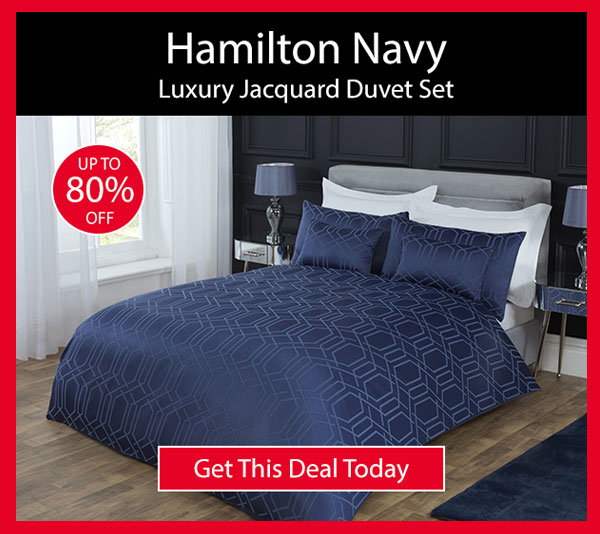 Hamilton Navy Luxury Jacquard Duvet Set