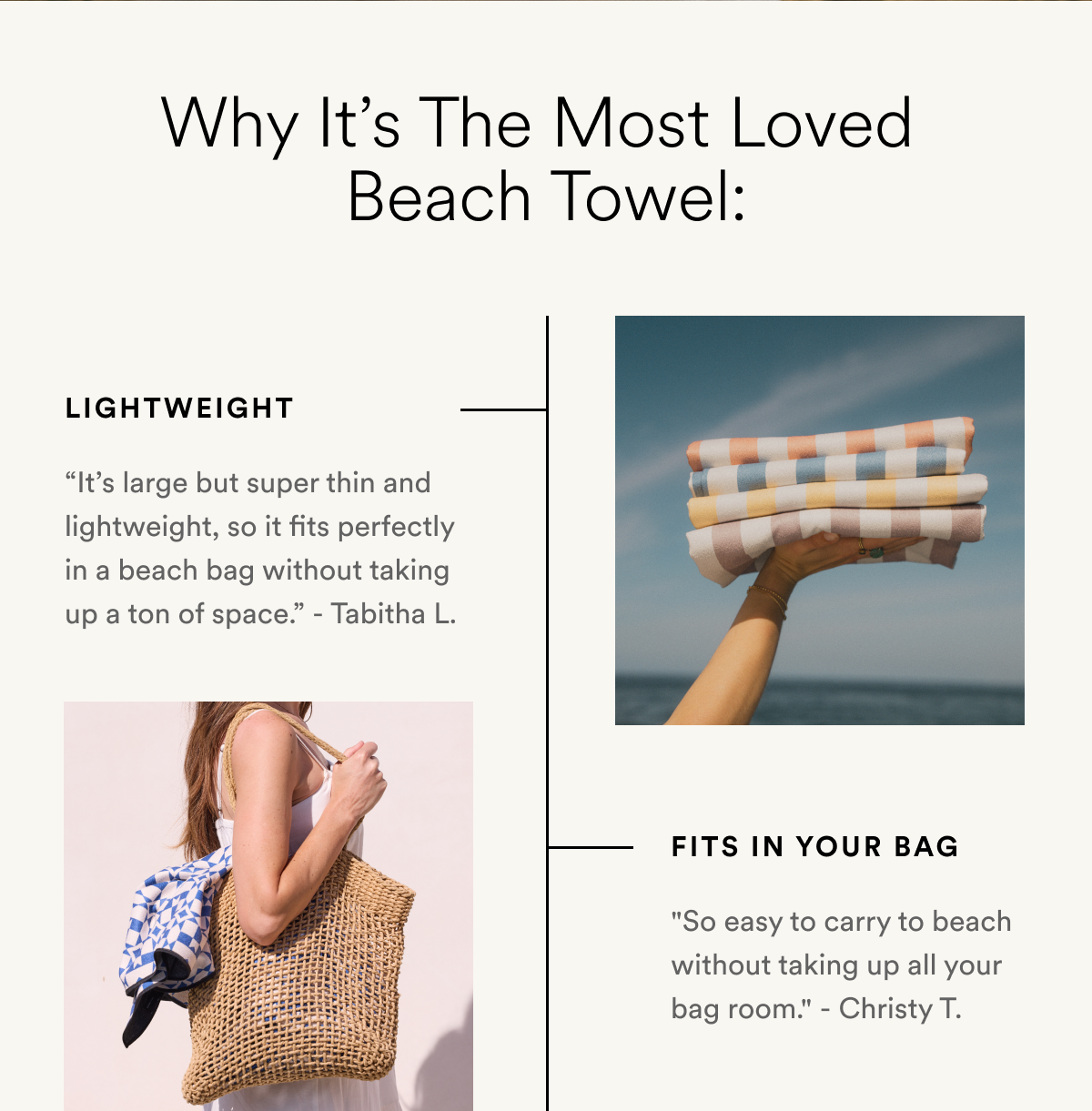 Why It's The Most Loved Beach Towel: 1. Lightweight 2. Fits in your bag