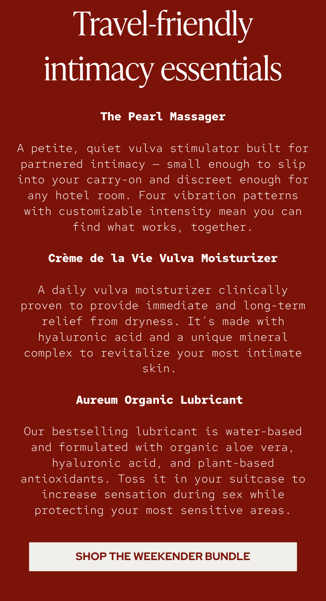 Travel-friendly intimacy essentials