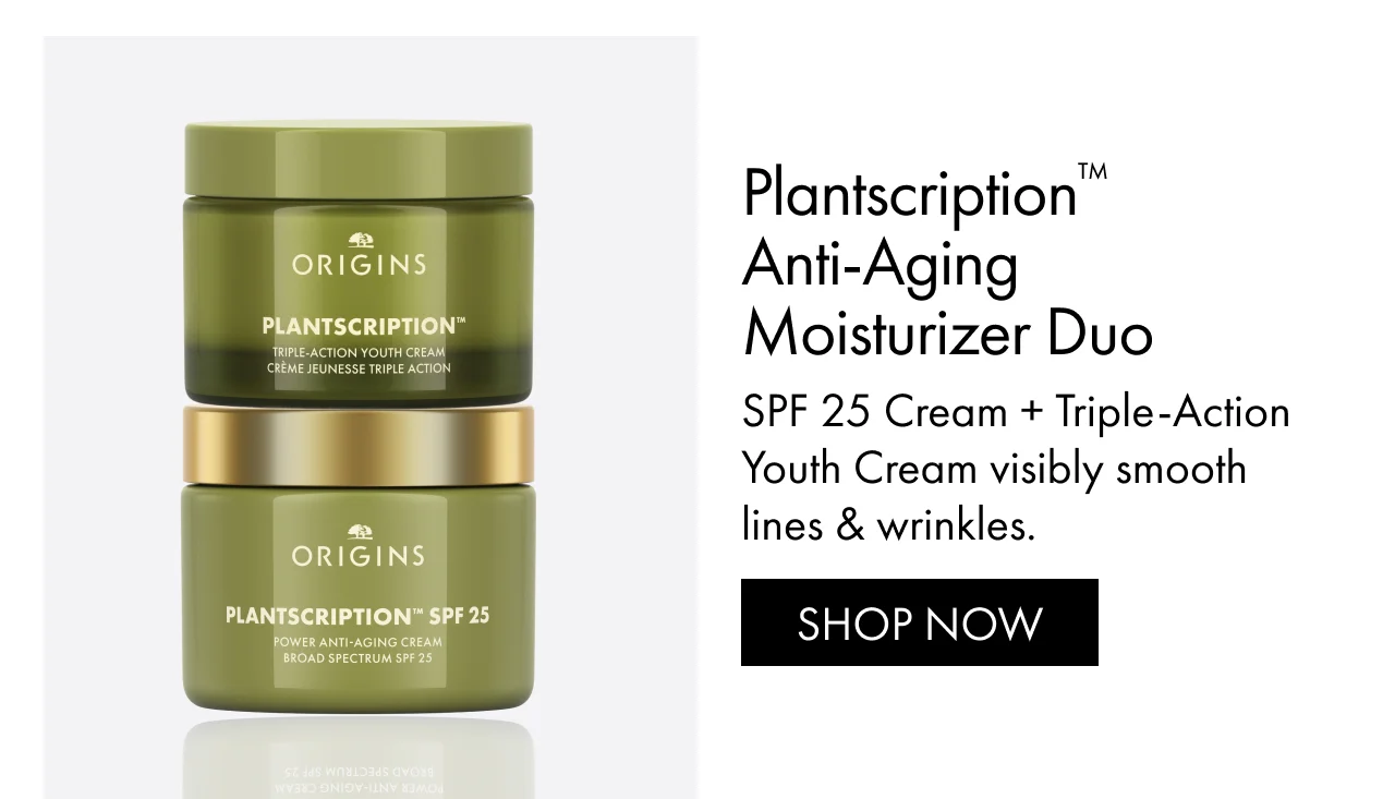 Plantscription™ Anti-aging Moisturizer Duo | SPF 25 Cream + Triple-Action Youth Cream visibly smooth lines & wrinkles. | SHOP NOW