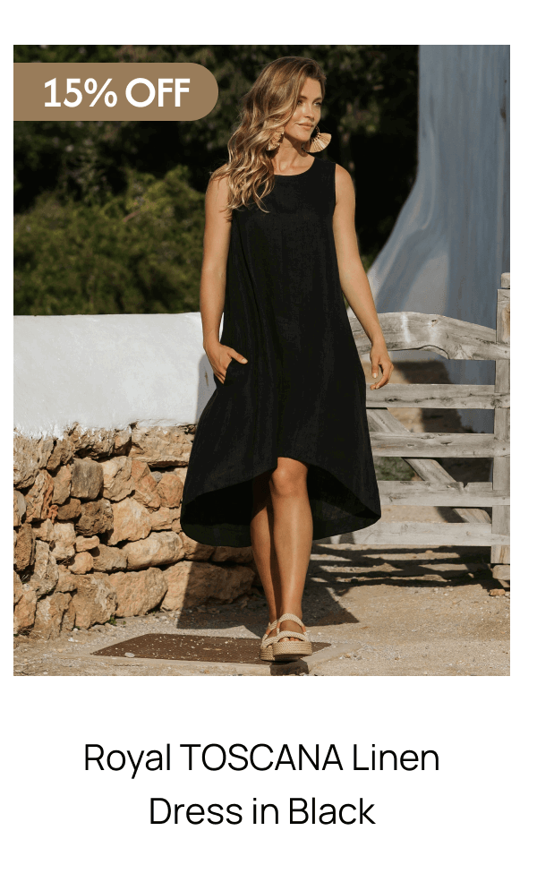 Royal TOSCANA Linen Dress in Black 