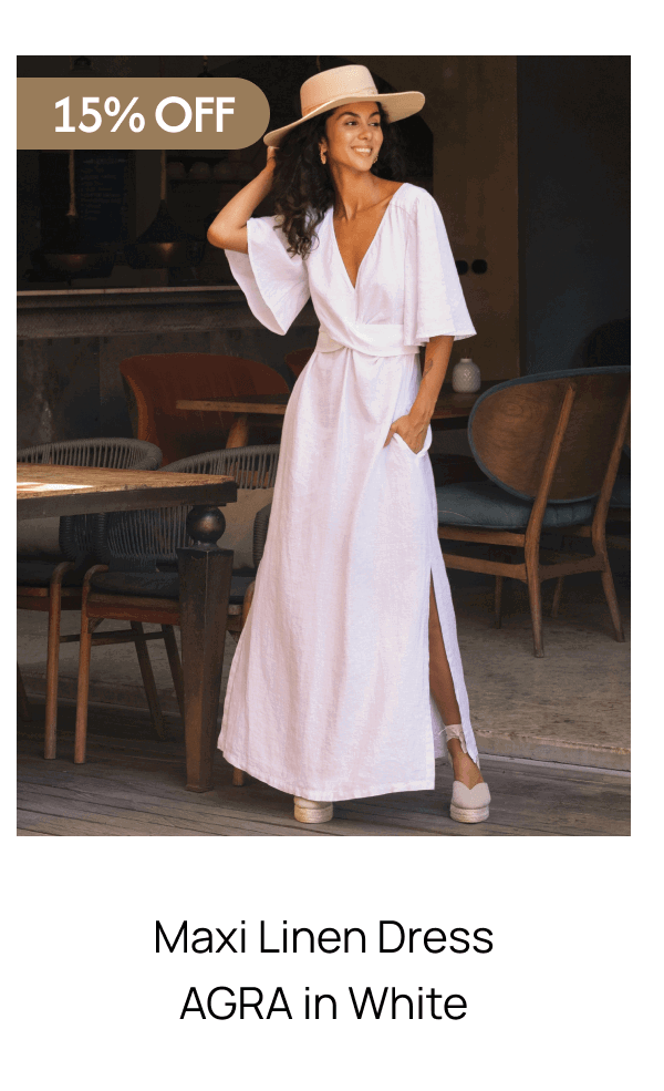 Maxi Linen Dress AGRA in White 