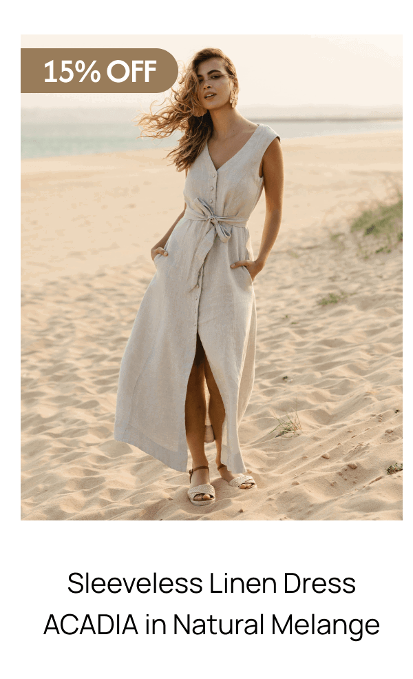 Sleeveless Linen Dress ACADIA in Natural Melange 
