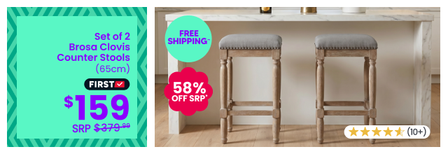 Set of 2 Brosa Clovis Counter Stools (65cm)