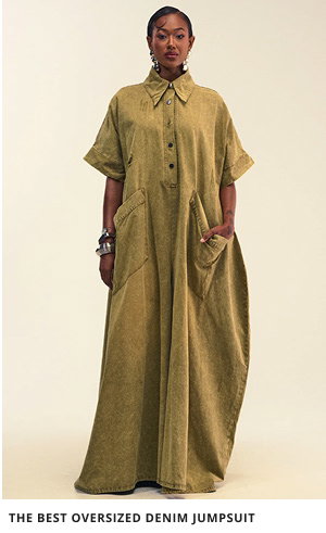 THE BEST OVERSIZED DENIM JUMPSUIT IN OLIVE
