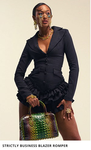 STRICTLY BUSINESS BLAZER ROMPER IN BLACK