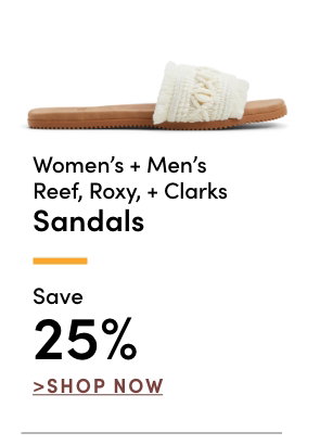 Women's + Men's Reef, Roxy, & Clarks Hanging Sandals Save 25%