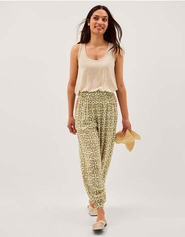 Elma Print Balloon Trousers Green