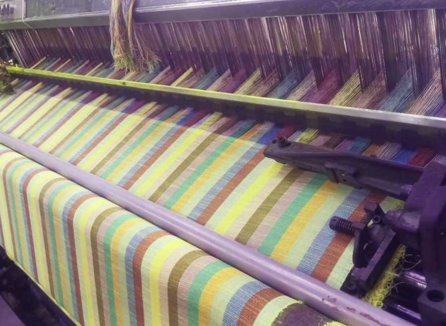 wave textile on loom