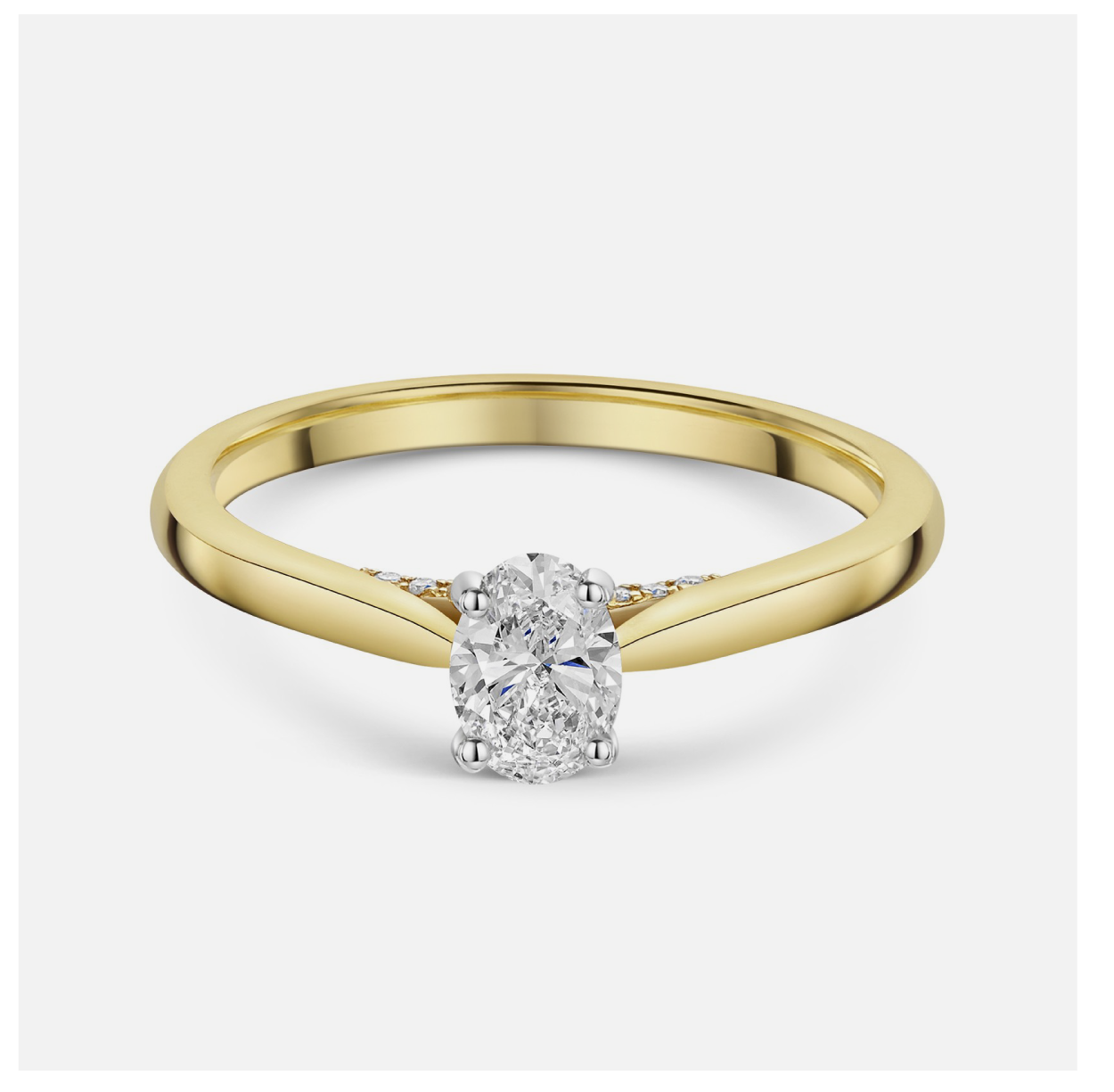 18ct Yellow Gold Oval Cut 0.40ct Diamond Solitaire Ring with Diamond Accent