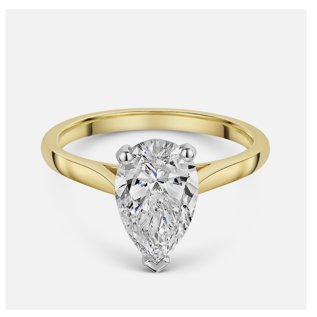 18ct Yellow Gold Pear Cut 2.00ct Lab Grown Diamond Solitaire Ring