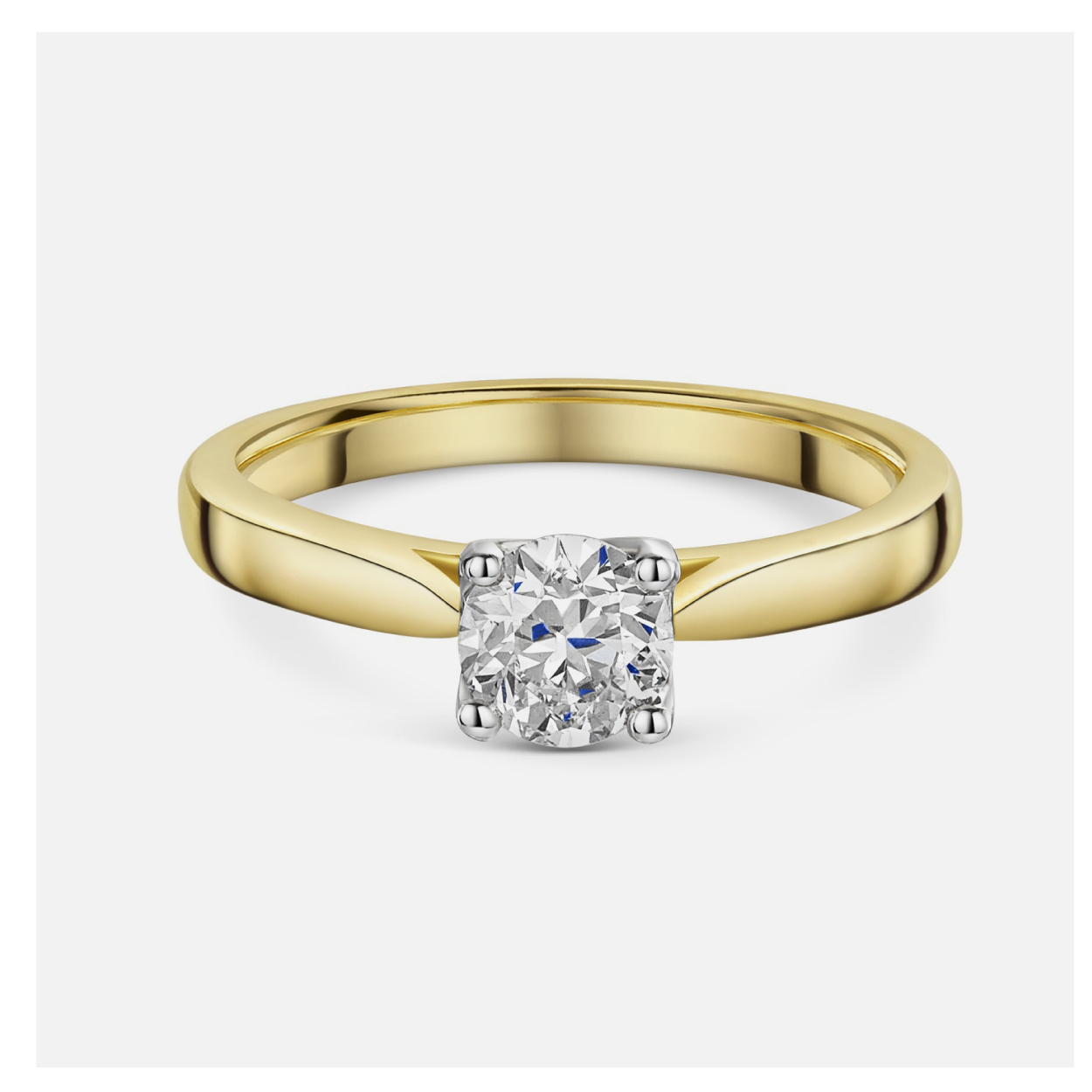 18ct Yellow Gold 0.75ct Round Brilliant U-Shape Diamond Solitaire Ring
