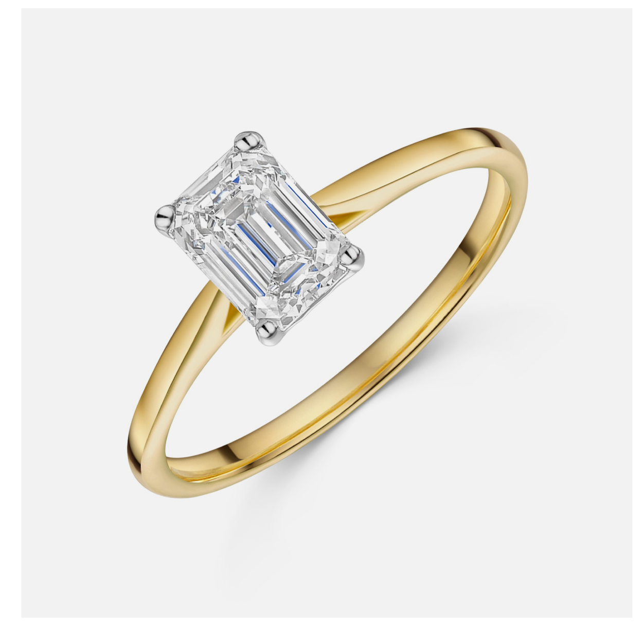 18ct Yellow Gold 1.00ct Emerald Lab Grown Diamond Solitaire Ring
