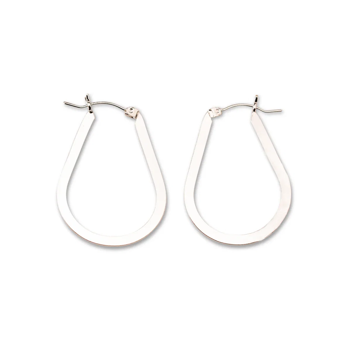 Image of Silver Flat Tear Drop Hoops