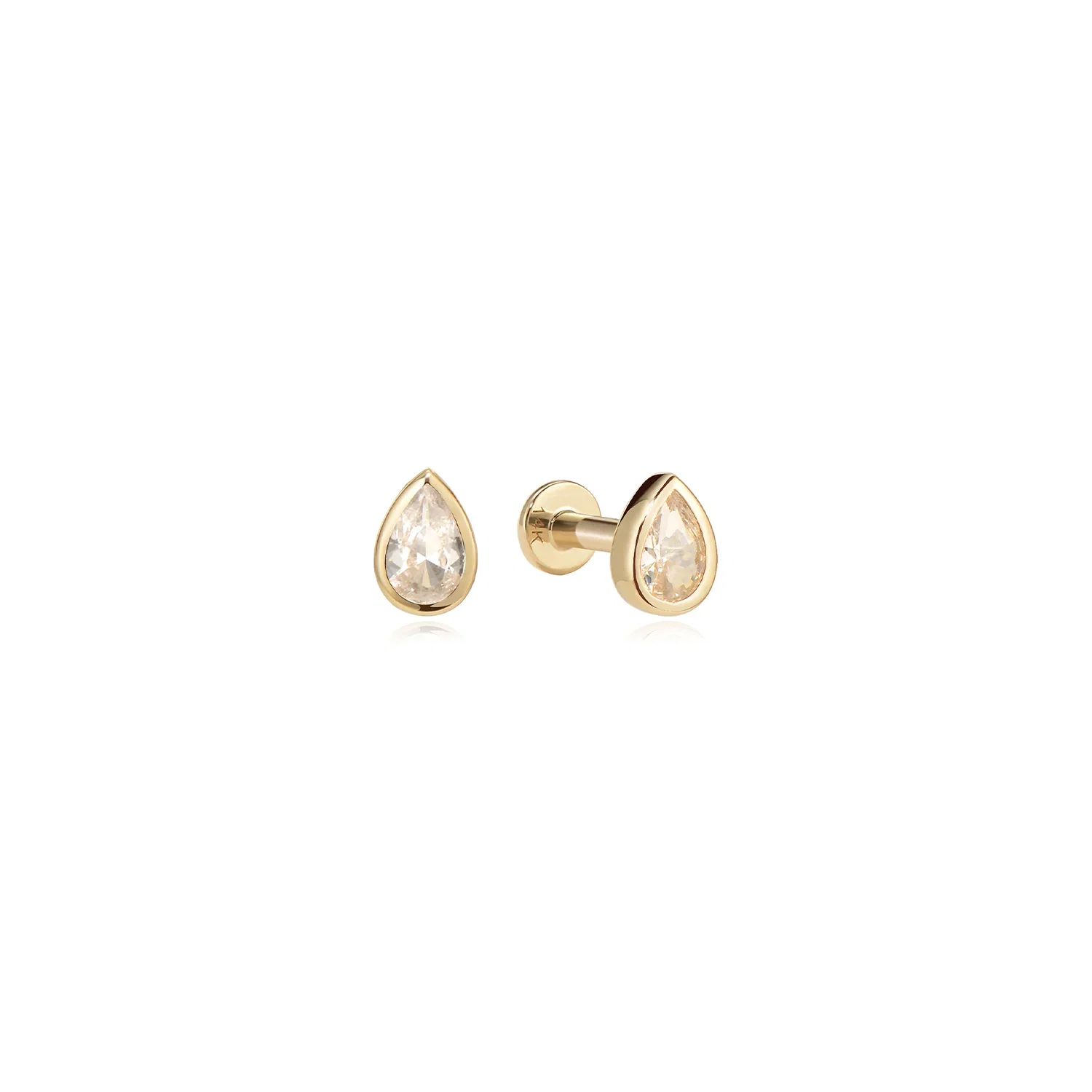 Image of 14k Diamond Pear Bezel Flatback Studs