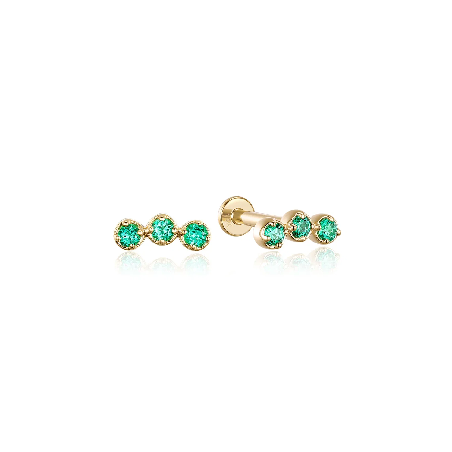 Image of 14k Emerald Cluster Flatback Studs