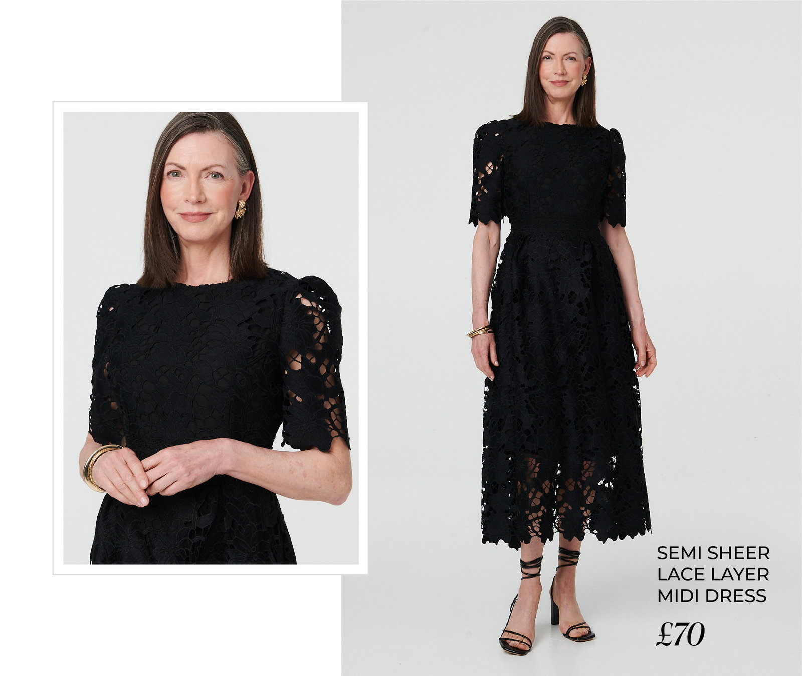Semi Sheer Lace Layer Midi Dress | Shop Now