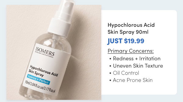 Isomers Skincare | Hypochlorous Acid Skin Spray 90ml – Just $19.99