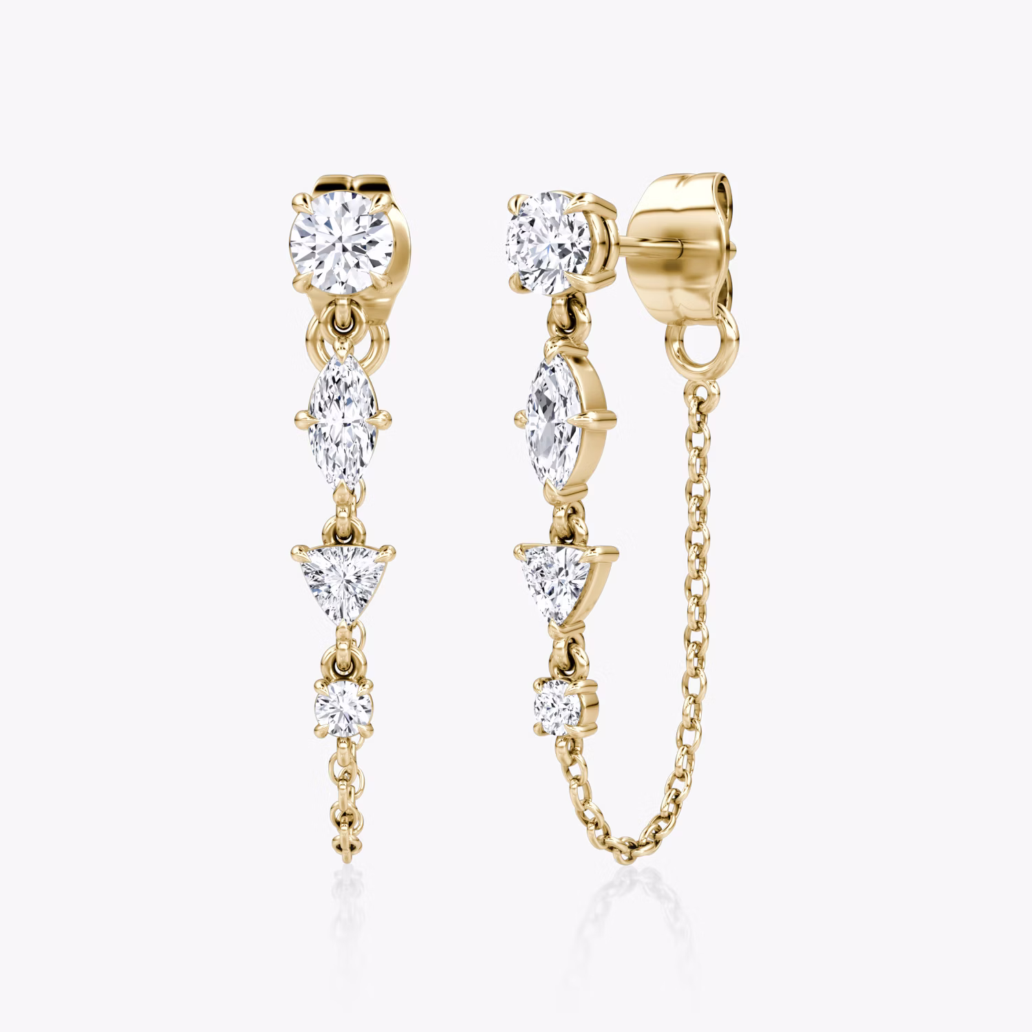 Mixed Shape Linked Tennis Earring