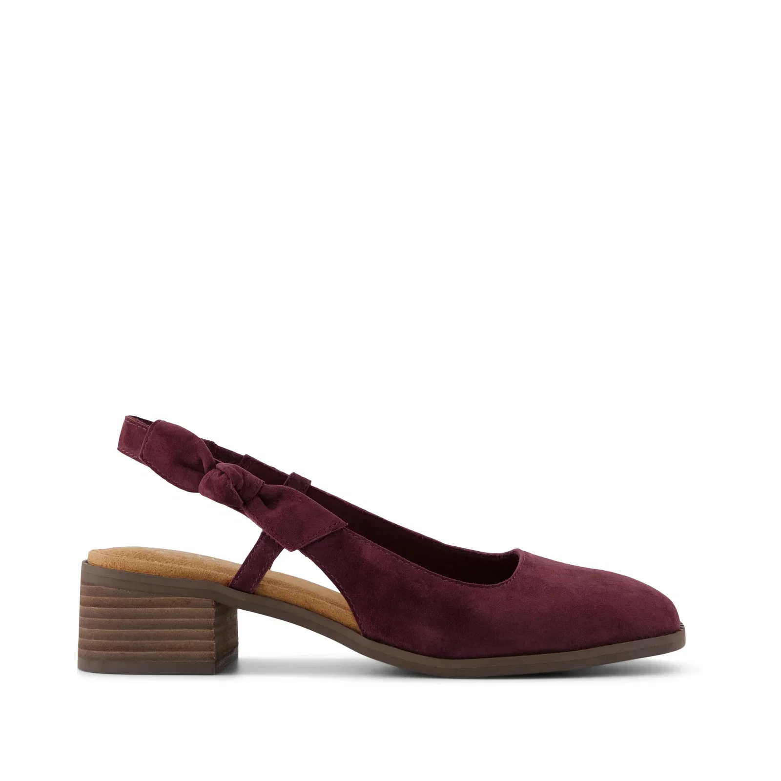 Image of Womens Jaclyn Slingback Bow Heel Burgundy Kid Suede