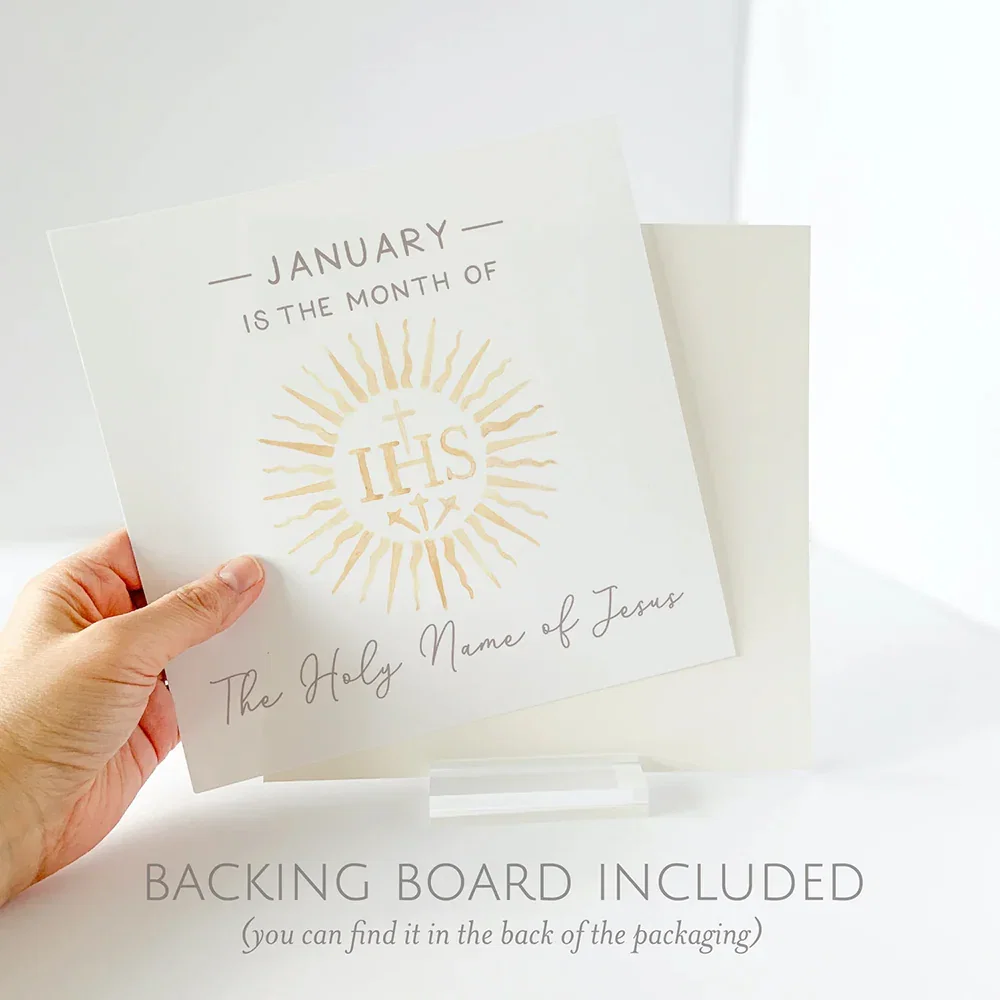 12 Catholic Monthly Devotion Prints & Acrylic Stand