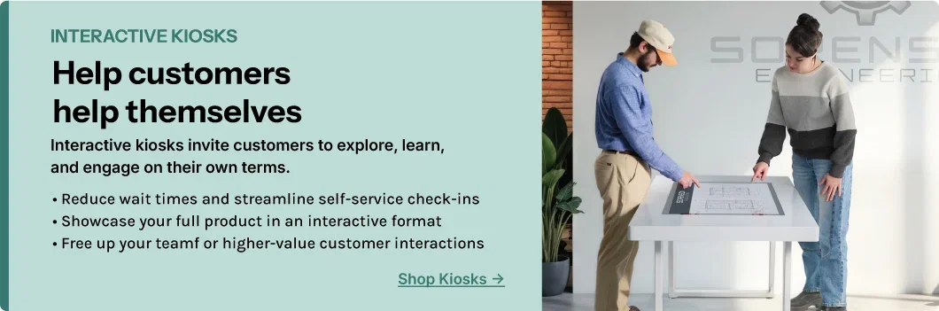Help customers help themselves. Interactive kiosks invite customers to explore, learn and engage on their own terms.