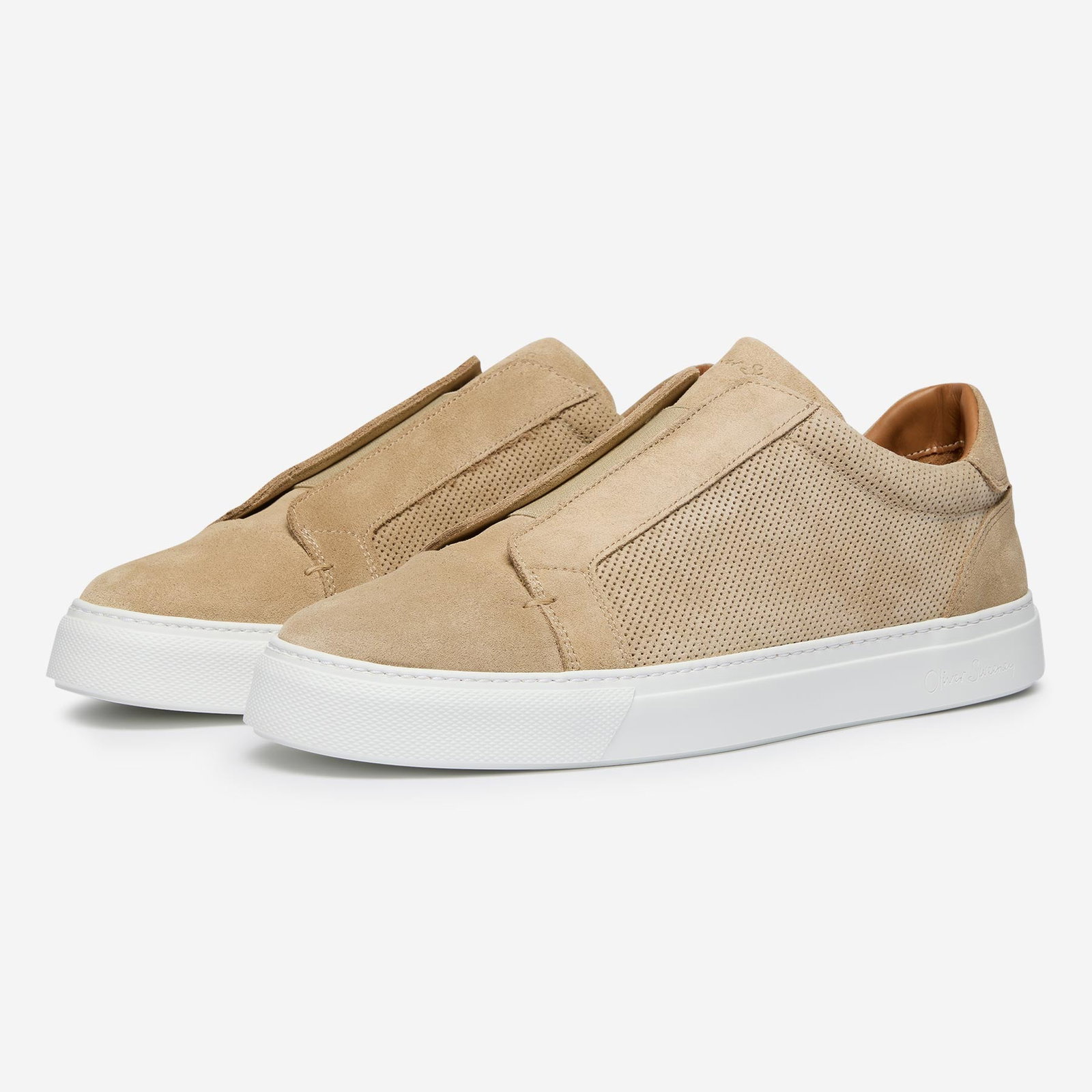 Valezim Sand Perforated Calf Suede Slip-on Trainers