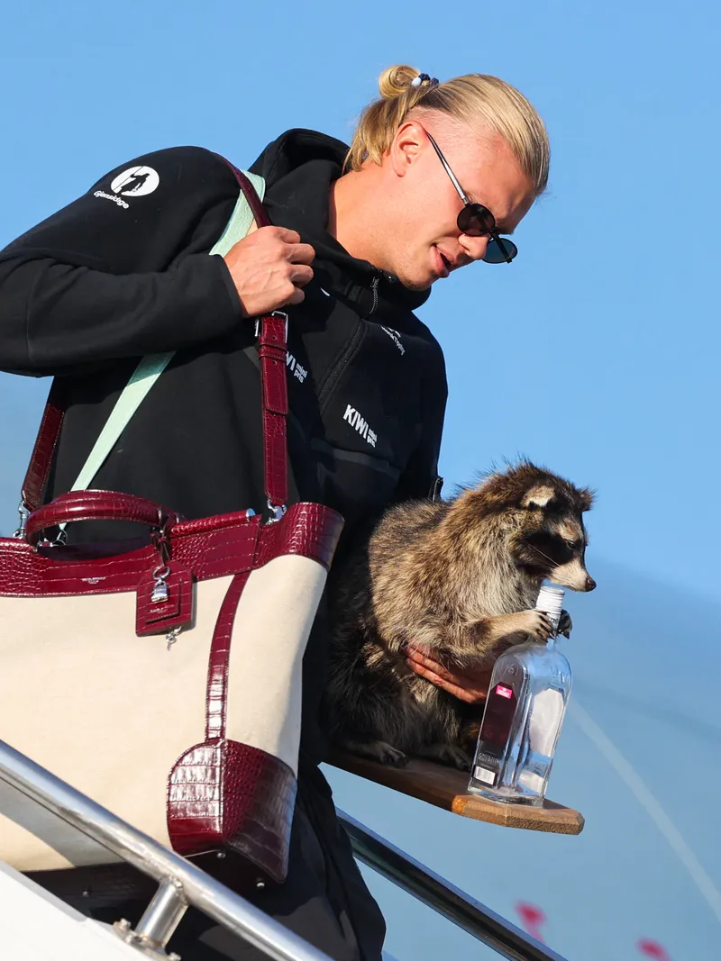 Norway's striker Erling Braut Haaland gets off the plane after Norway's national football team landed at Oslo's Gardermoen Airport on July 13, 2026. Norway were knocked out in the quarter-final match against England. (Photo by Jan Langhaug / NTB / AFP via Getty Images) / Norway OUT