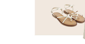 Gold Cross Strap Sandals In a Standard Fit