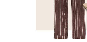Chocolate Brown Stripe Linen Wide Leg Trousers