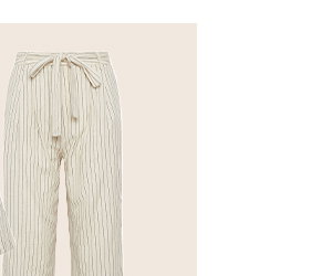 White Pinstripe Linen Wide Leg Trousers