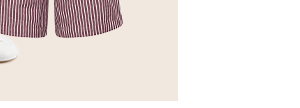 Burgundy Red Stripe Cotton Shorts