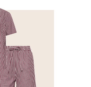 Burgundy Red Stripe Cotton Shorts