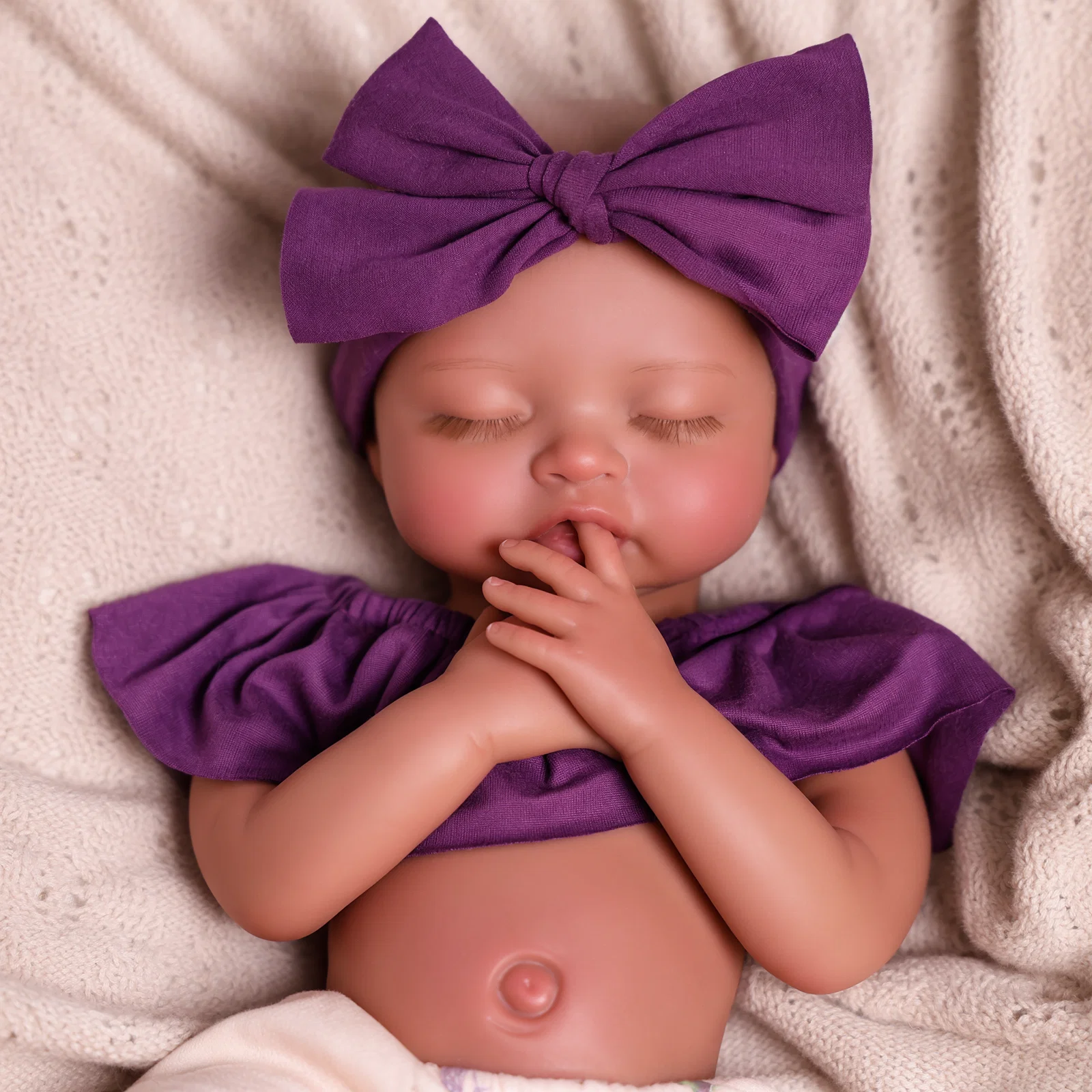 Babeside Nancy 16" Realistic Silicone Sleeping Baby African American Little Infant Girl Retaining Pacifier Memory Inspired Comfort