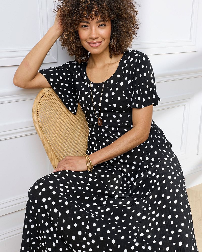 Printed Crinkle Maxi Dress