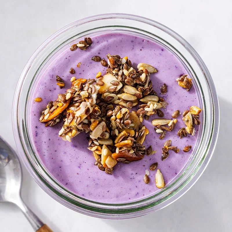 Cottage Cheese Berry Mousse with Brittle