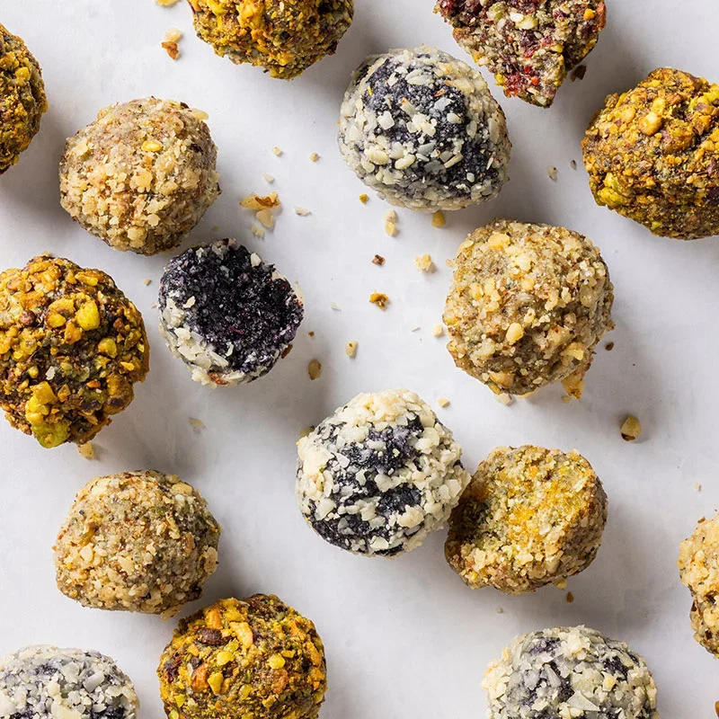 Chewy Protein Bites (Blueberry-Almond, Cranberry-Pistachio and Apricot-Walnut