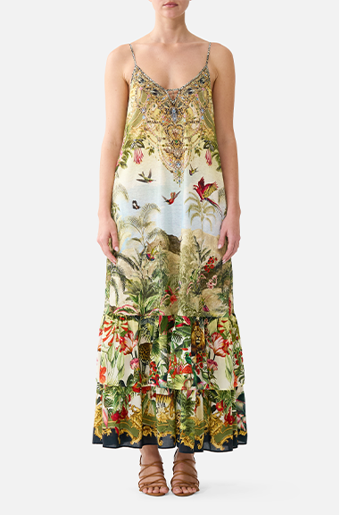 STRAPPY MAXI DRESS WITH TIERS | WANDERLUST EMPIRE