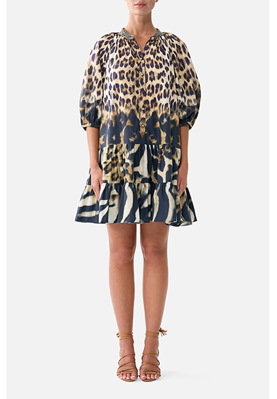 PUFF SLEEVE SHIRT DRESS | LEOTIGRA LAND